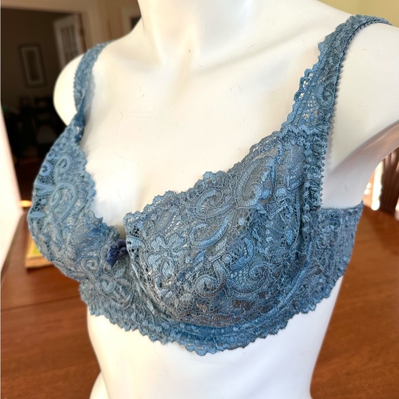 Lace Underwire Bra, Smoky Blue, 38C, Like New - Picture 2 of 7